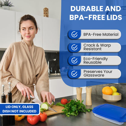 MRX Solutions Replacement Lid Cover for Pyrex 3 QT Glass Baking Dish Caserole Container 233-PC 2-Pack