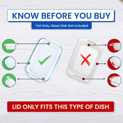 MRX Solutions Replacement Lid Cover for Pyrex 3 QT Glass Baking Dish Caserole Container 233-PC 2-Pack