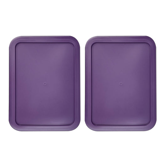 Replacement Lid for Pyrex Plastic Purple Cover 11 Cup (8" x 9.75") Bowl Rectangle 7212-PC (2-Pack)