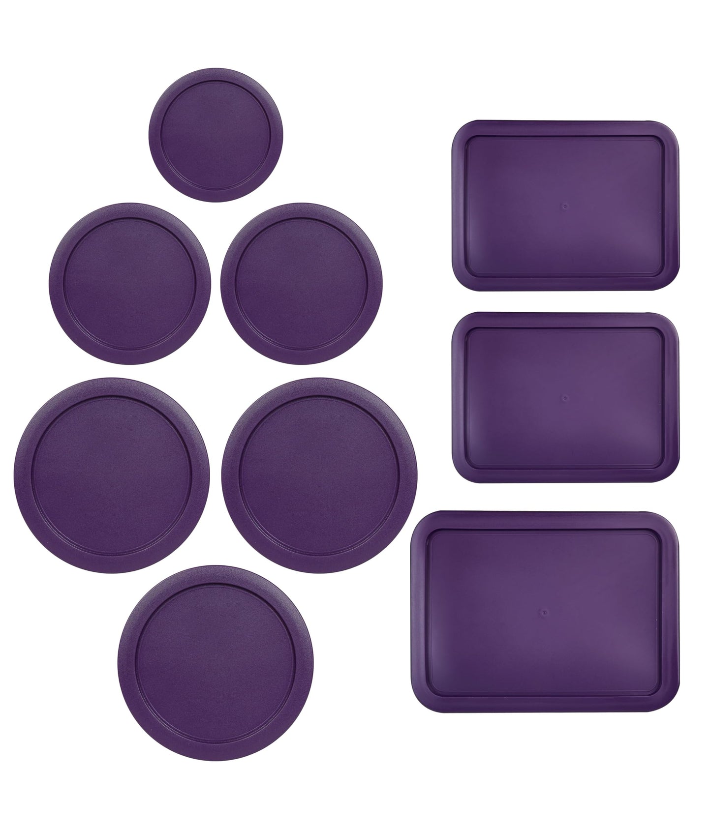 Replacement Lids for Pyrex Containers (1) 1-Cup (2) 2-Cup (2) 4-Cup (1) 7-Cup (2) 3-Cup (1) 6-Cup Round Rectangle (Purple)