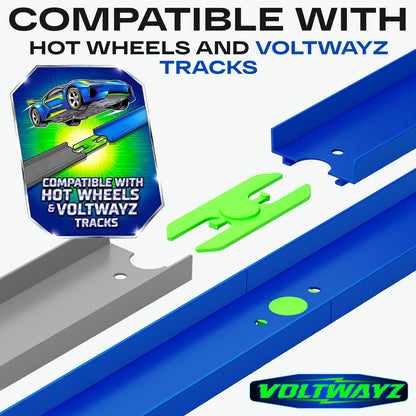 VOLTWAYZ Straight & Curved Track Compatible with Hot Wheels - 58-Piece XL 1:64 Scale Raceway Set (50 Feet Total) - Includes Straights, High-Banked Curves & 70 Connectors