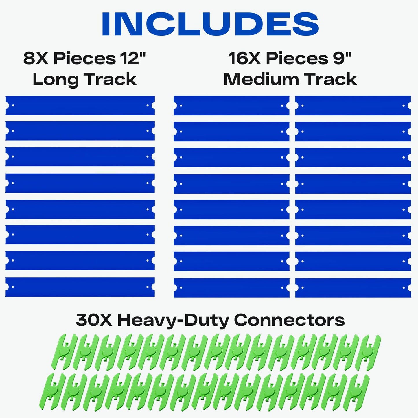 VOLTWAYZ Straight Track Pieces Compatible with Hot Wheels - 24-Piece Extension Pack for 1:64 Scale Racing (20 Feet Total) - Blue Straight Tracks & Connectors