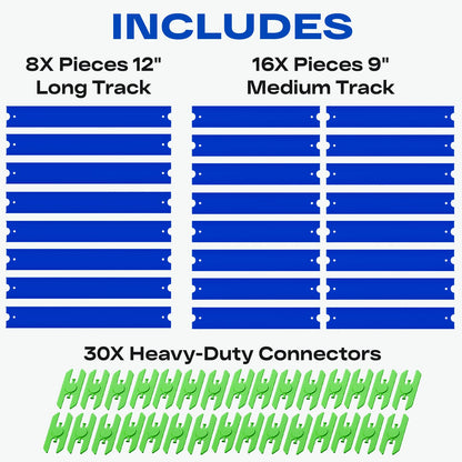 VOLTWAYZ Straight Track Pieces Compatible with Hot Wheels - 24-Piece Extension Pack for 1:64 Scale Racing (20 Feet Total) - Blue Straight Tracks & Connectors