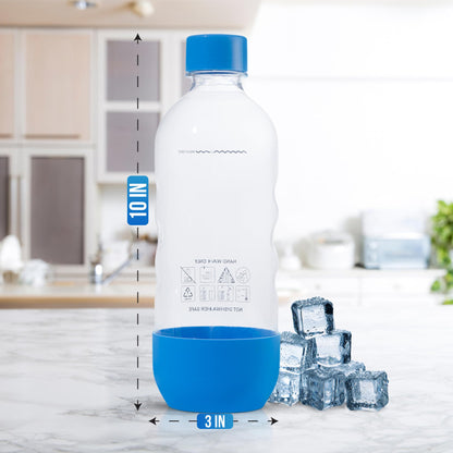 Replacement Carbonating Sparkling Water Bottles for SodaStream - 1 Liter, BPA-Free & Leak-Proof (Compatible with Fizzi, One Touch, Jet, Source, Play, Genesis, Power Models) - 3-Pack (Blue)