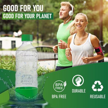 Replacement Carbonating Sparkling Water Bottles for SodaStream - 1 Liter, BPA-Free & Leak-Proof (Compatible with Fizzi, One Touch, Jet, Source, Play, Genesis, Power Models) - 3-Pack (Green)