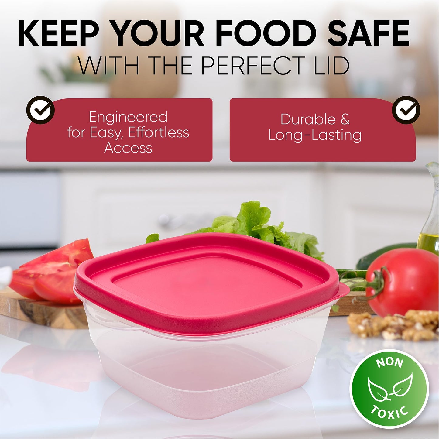 Replacement Lids for Rubbermaid Food Storage Containers - Fits 1/2-Cup Size, BPA-Free and Durable (4-Pack)