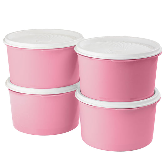 MRX Solutions 8-Piece Food Storage Container Canister Set Vintage Style with Lids BPA Free, Dishwasher Safe (Pink)