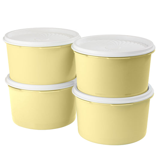 MRX Solutions 8-Piece Food Storage Container Canister Set Vintage Style with Lids BPA Free, Dishwasher Safe (Yellow)