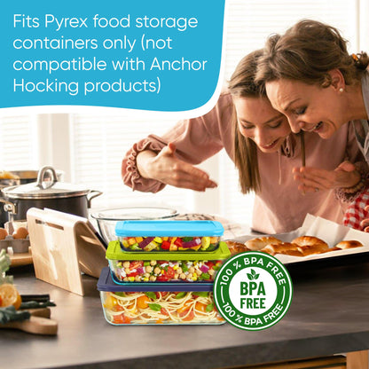 Replacement Rectangular Lids for Pyrex Glass Food Storage Containers (2) 3-Cup Light Blue (2) 6-Cup Lime Green (1) 11-Cup Navy
