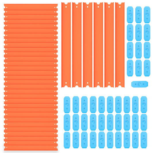 Replacement Track Set Builder Pieces for Hot Wheels Toy Cars 86-Piece Straight Track Set, Connectors Included, 40 Feet of Track