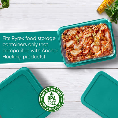 Replacement Rectangular Lids for Pyrex Glass Food Storage Containers (2) 3-Cup (2) 6-Cup (1) 11-Cup (Turquoise)