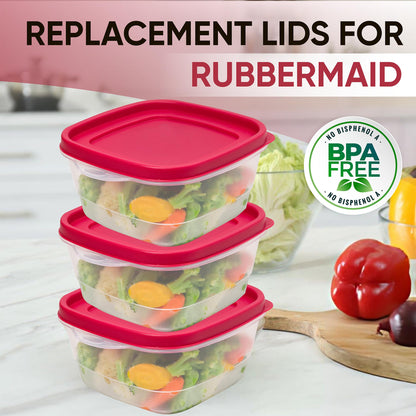 Replacement Lids for Rubbermaid Food Storage Containers - Fits 1.25-Cup and 2-Cup Sizes, BPA-Free & Leak-Resistant (10-Pack) (Red)