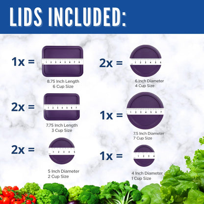 Replacement Lids for Pyrex Containers - 1-Cup, 2-Cup, 3-Cup, 4-Cup, 6-Cup, 7-Cup Blue and Red Round Rectangle