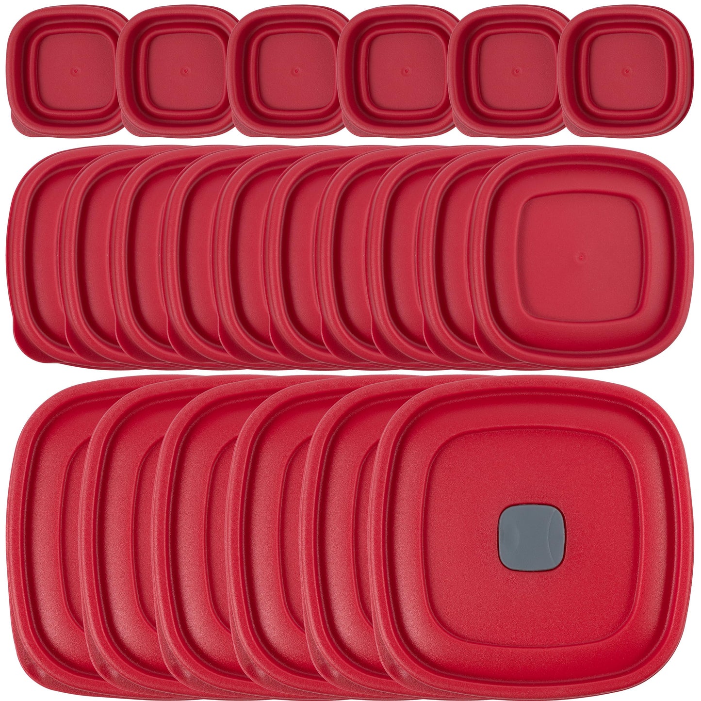 Replacement Lids for Rubbermaid Food Storage Containers - Includes 22 Lids: (6) Fits 1/2-Cup, (10) Fits 1.25-Cup, and 2-Cup Sizes, (6) Fits 3/5/7 Cup Sizes (Red)