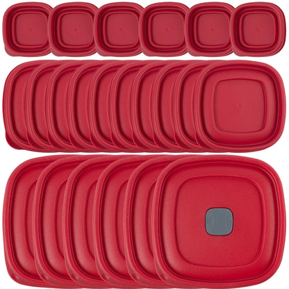 Replacement Lids for Rubbermaid Food Storage Containers - Includes 22 Lids: (6) Fits 1/2-Cup, (10) Fits 1.25-Cup, and 2-Cup Sizes, (6) Fits 3/5/7 Cup Sizes (Red)