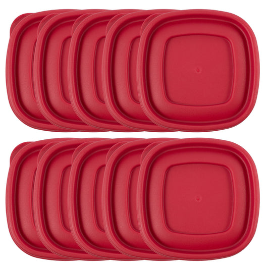 Replacement Lids for Rubbermaid Food Storage Containers - Fits 1.25-Cup and 2-Cup Sizes, BPA-Free & Leak-Resistant (10-Pack) (Red)