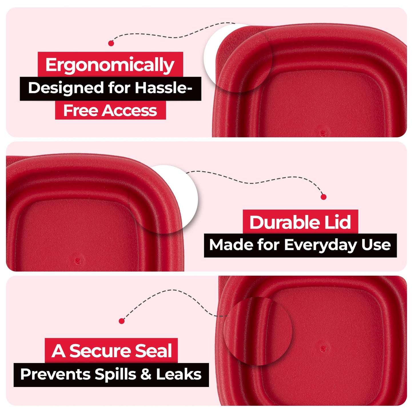 Replacement Lids for Rubbermaid Food Storage Containers .5 Cup, 1.25/2 Cup, 3/57 Cup Vented