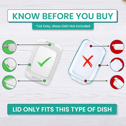 Replacement Lid for Pyrex C-233-PC Easy Grab 9x13 Casserole Glass Baking Dish Container Fits 3-Quart Model 233 with Cut-Out Handles Only (2-Pack)