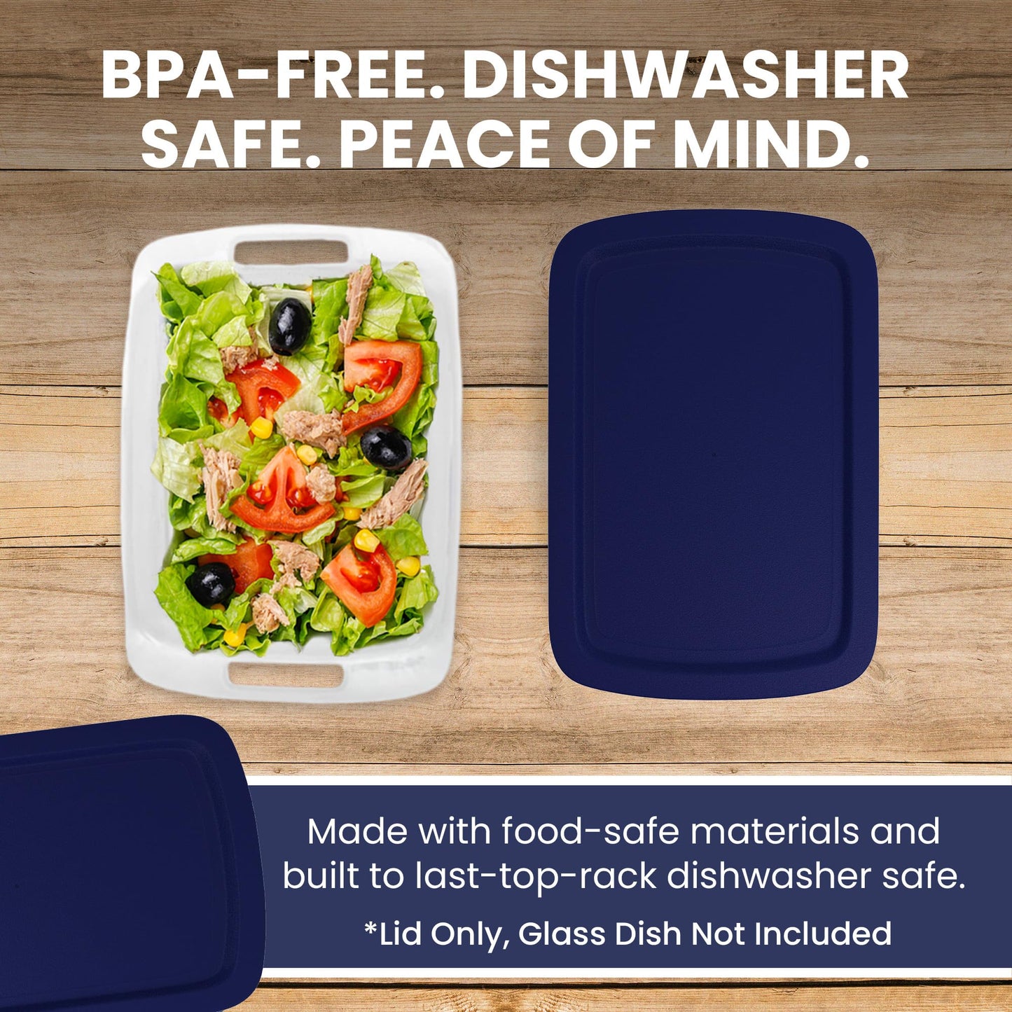 Replacement Lid for Pyrex C-233-PC Easy Grab 9x13 Casserole Glass Baking Dish Container Fits 3-Quart Model 233 with Cut-Out Handles Only