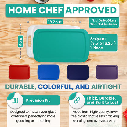 Replacement Lid for Pyrex C-233-PC Easy Grab 9x13 Casserole Glass Baking Dish Container Fits 3-Quart Model 233 with Cut-Out Handles Only