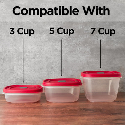 3/5/7 Cup Replacement Lids for Rubbermaid Food Storage Containers Steam Vent (2-Pack, Red)
