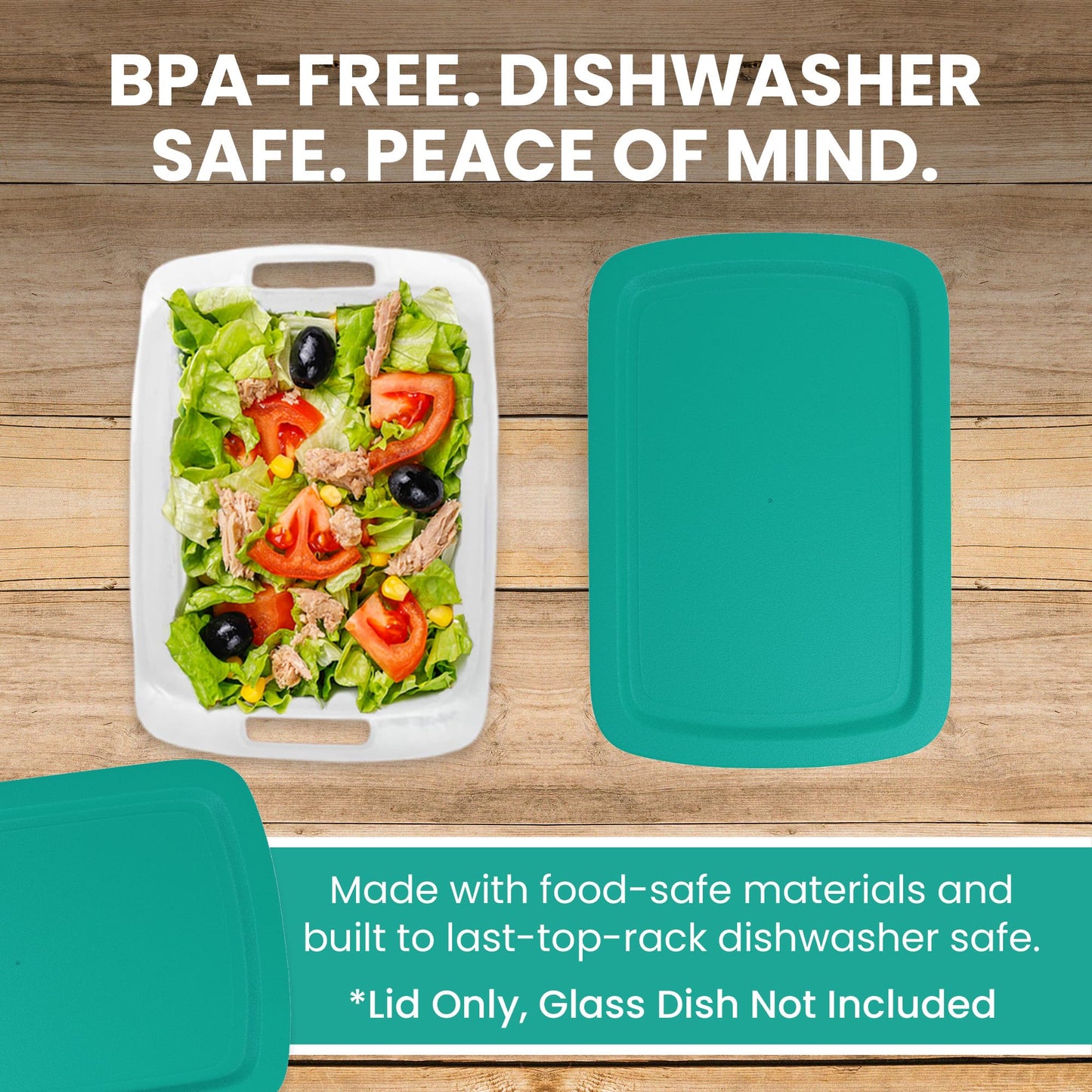 Replacement Lid for Pyrex C-233-PC Easy Grab 9x13 Casserole Glass Baking Dish Container Fits 3-Quart Model 233 with Cut-Out Handles Only