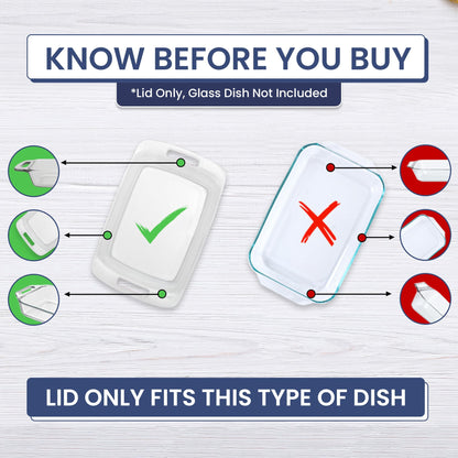 Replacement Lid for Pyrex C-233-PC Easy Grab 9x13 Casserole Glass Baking Dish Container Fits 3-Quart Model 233 with Cut-Out Handles Only (2-Pack)