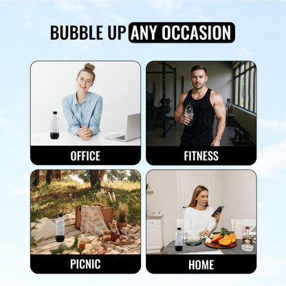 Replacement Carbonating Sparkling Water Bottles for SodaStream - 1 Liter, BPA-Free & Leak-Proof (Compatible with Fizzi, One Touch, Jet, Source, Play, Genesis, Power Models) - 3-Pack (Black)