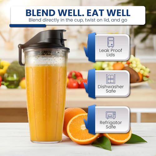 MRX Solutions Personal Cups Adapter fits Vitamix Classic Blenders 5200, 5300, 6300, 6500, 7500, 780 & More + Two BPA-Free 20-oz Insulated Leak-Proof Cups – Not Compatible With Self-Detect Models