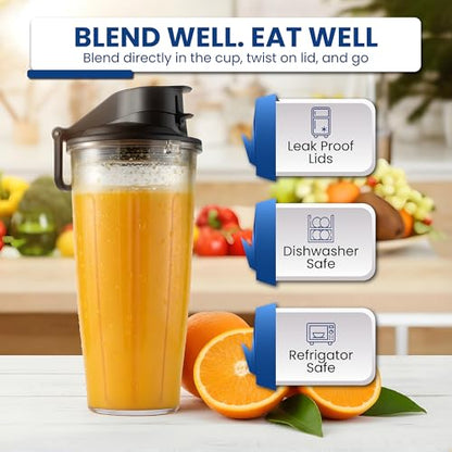 MRX Solutions Personal Cups Adapter fits Vitamix Classic Blenders 5200, 5300, 6300, 6500, 7500, 780 & More + Two BPA-Free 20-oz Insulated Leak-Proof Cups – Not Compatible With Self-Detect Models