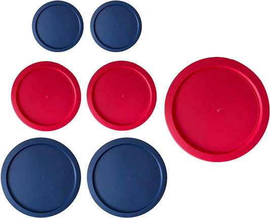 Replacement Lids for Pyrex (2) 7202-PC 1 Cup Blue (2) 7200-PC 2 Cup Red (2) 7201-PC 4 Cup Blue (1) 7402-PC 6/7 Cup Red