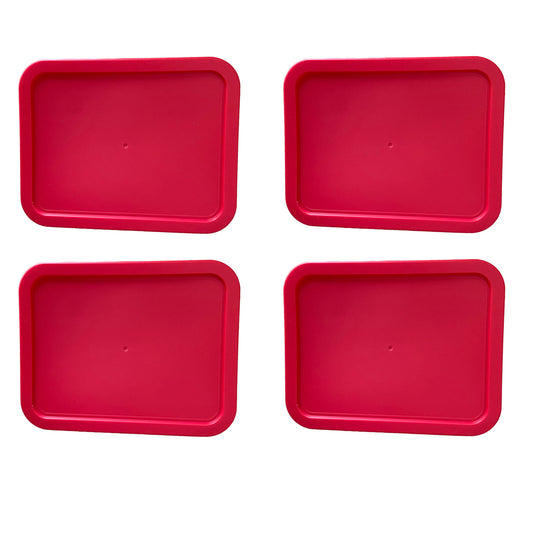 Replacement Lid for Pyrex Plastic Red Cover 11 Cup Bowl Dish Rectangle 7212-PC (4-Pack)